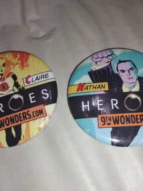 9th Wonders Heroes Comic Buttons - Claire & Nathan Promotion pin